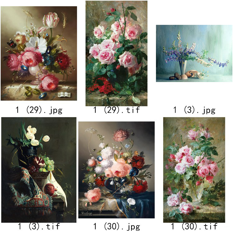 现代简约清新水彩植物花瓶北欧静物花卉装饰画三联高清图库素材