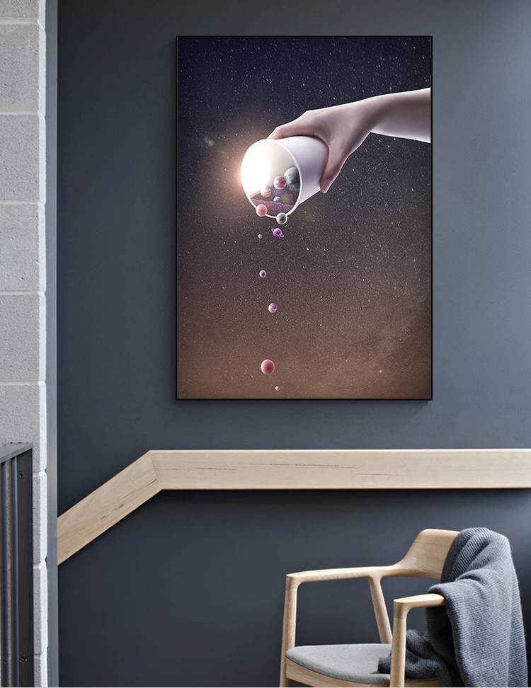 创意星球宇宙装饰画素材星空地球流星太空科技感海报ps设计画芯
