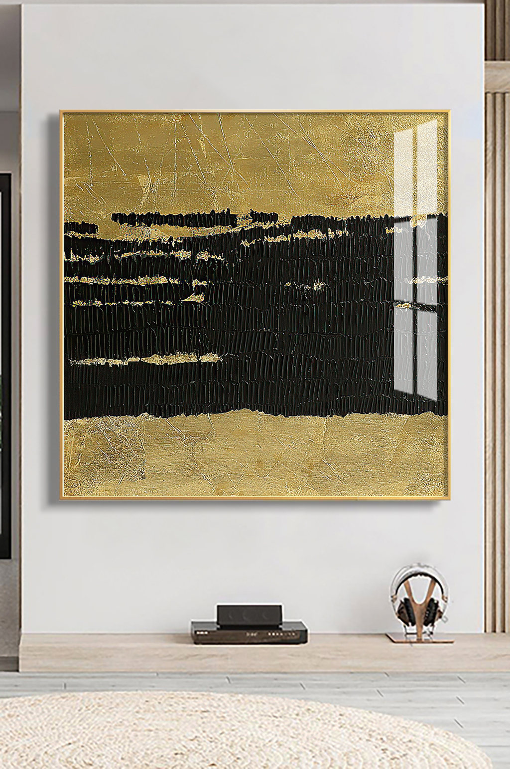 轻奢金箔现代简约客厅玄关餐厅装饰画画芯素材挂壁画抽象黄金树画