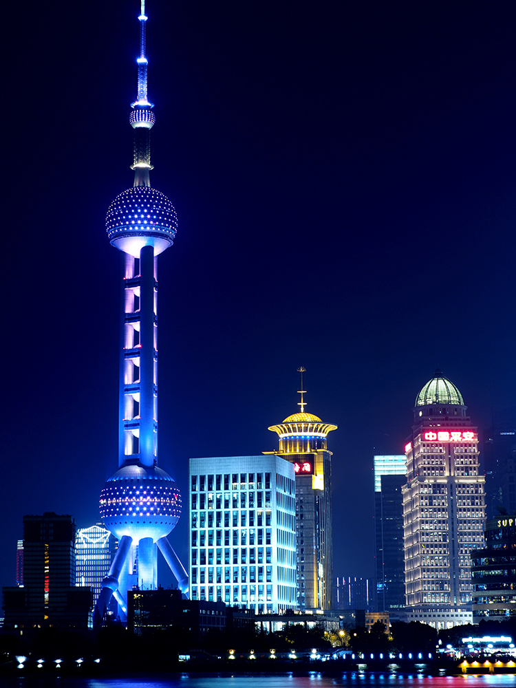 现代轻奢城市风景建筑摄影素材夜景玄关装饰画画芯超高清图库