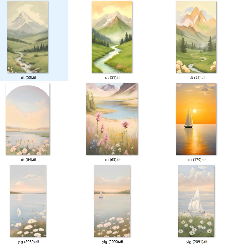 现代简约北欧风清新手绘油画风景玄关装饰画画芯高清素材图库