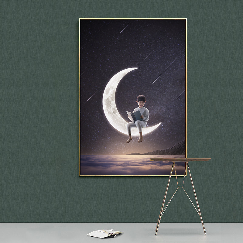 创意星球宇宙装饰画素材星空地球流星太空科技感海报ps设计画芯