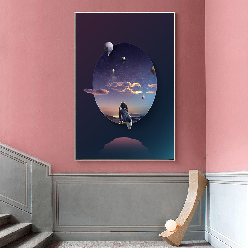 创意星球宇宙装饰画素材星空地球流星太空科技感海报ps设计画芯
