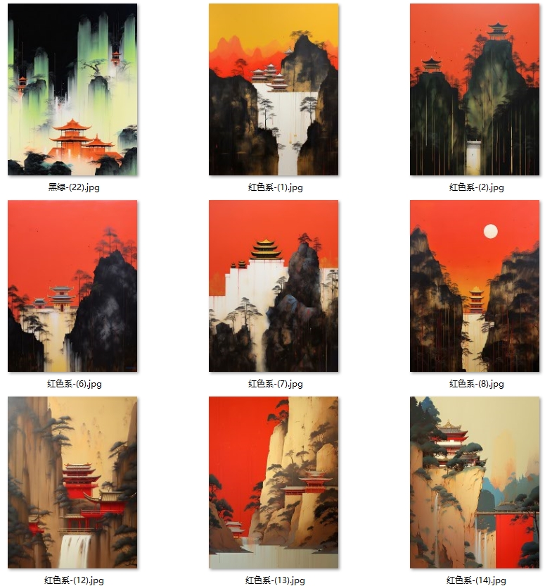 新中式中国风江南水乡水墨房子玄关背景墙挂画装饰画素材图库