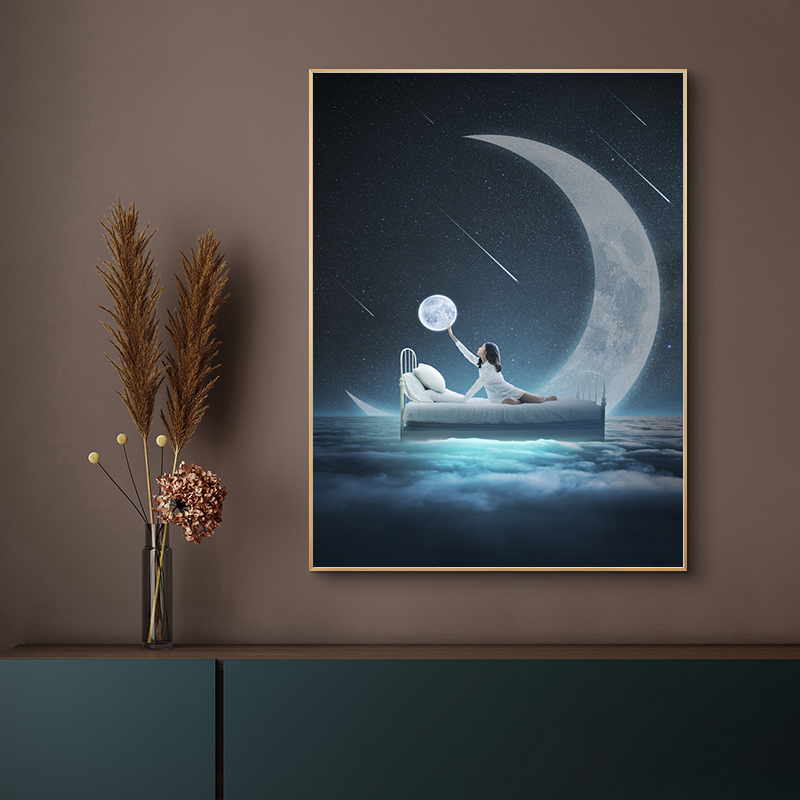 创意星球宇宙装饰画素材星空地球流星太空科技感海报ps设计画芯