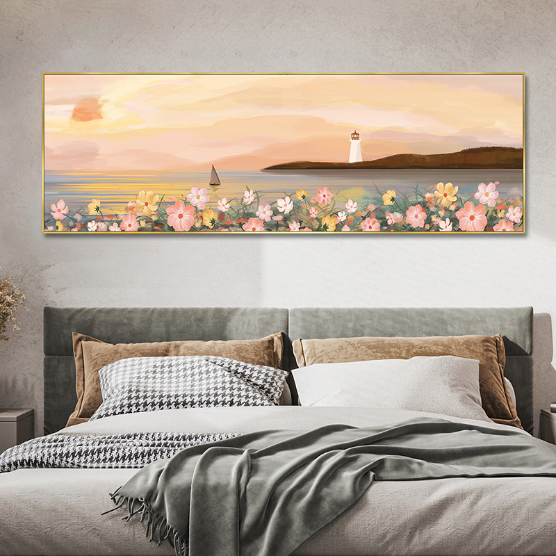 北欧简约油画手绘风景客厅餐厅电表箱玄关装饰画高清素材图库