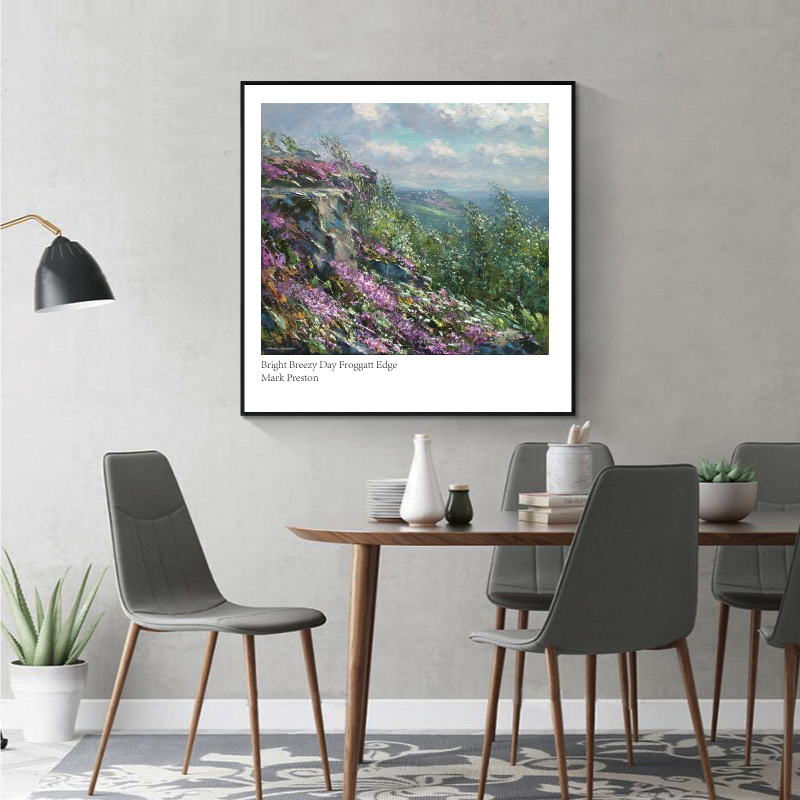 现代简约手绘风景油画 风景装饰画画芯正方形壁画挂画素材