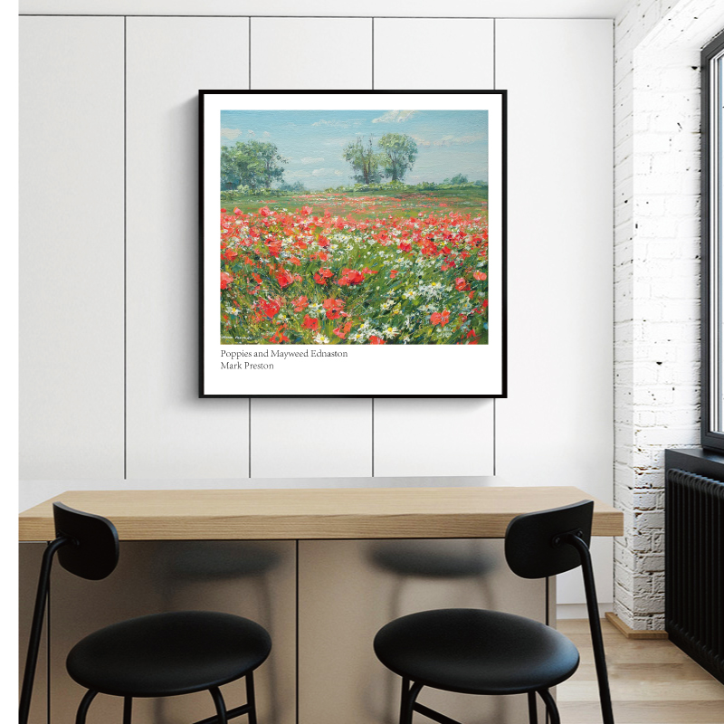 现代简约手绘风景油画 风景装饰画画芯正方形壁画挂画素材