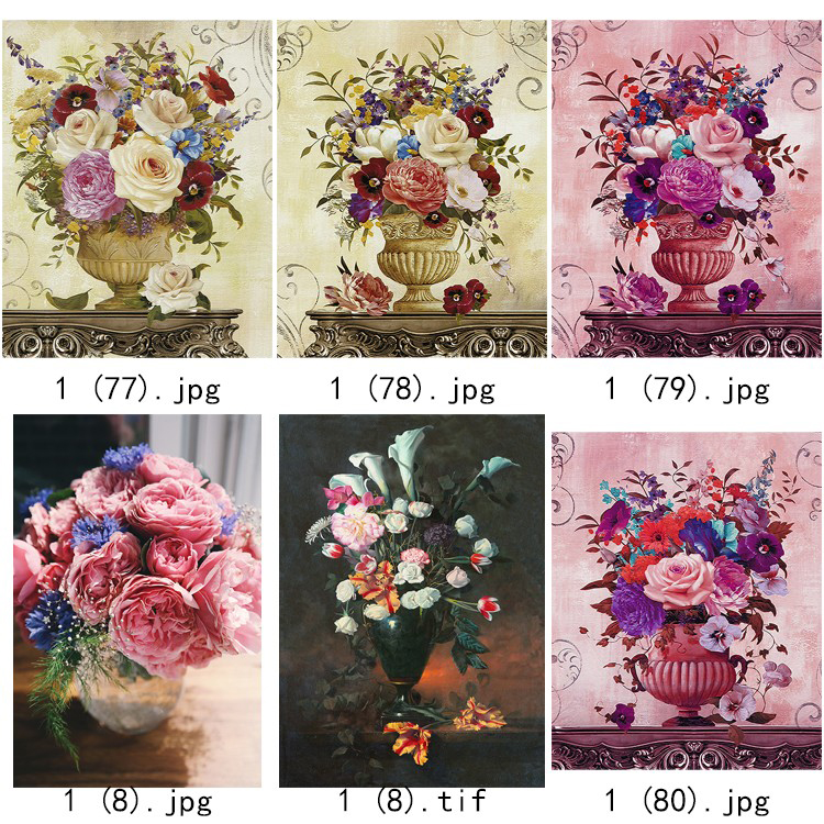 现代简约清新水彩植物花瓶北欧静物花卉装饰画三联高清图库素材
