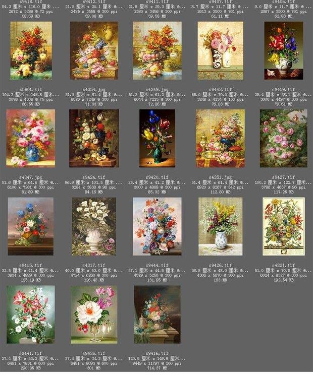 复古怀旧欧式手绘油画花瓶花卉玫瑰花朵装饰画图片图库设计素材