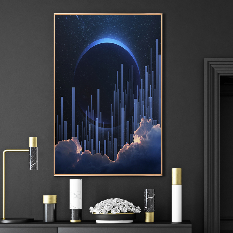 创意星球宇宙装饰画素材星空地球流星太空科技感海报ps设计画芯