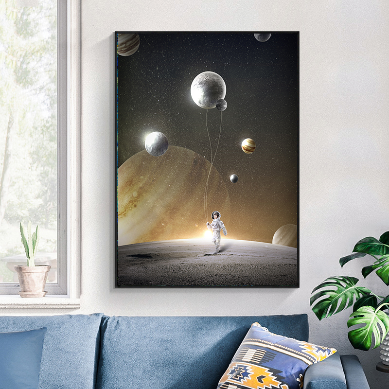 创意星球宇宙装饰画素材星空地球流星太空科技感海报ps设计画芯