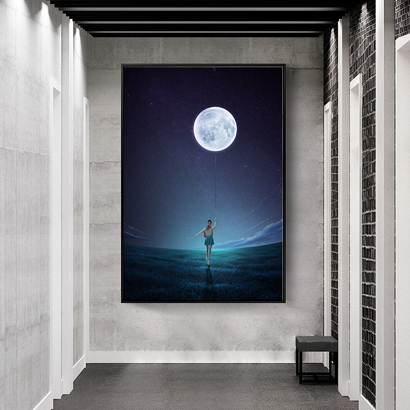 创意星球宇宙装饰画素材星空地球流星太空科技感海报ps设计画芯