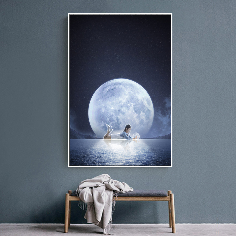 创意星球宇宙装饰画素材星空地球流星太空科技感海报ps设计画芯