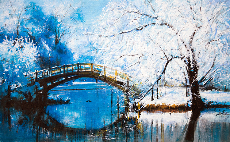 现代简约清新手绘肌理油画北欧树林风景客厅装饰画画芯素材图库