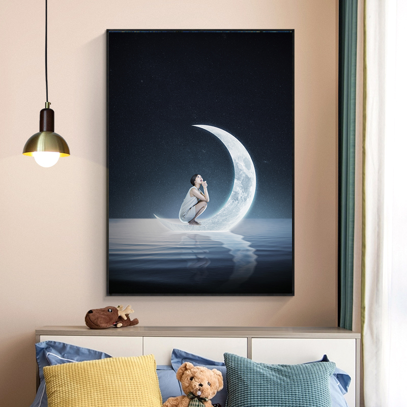 创意星球宇宙装饰画素材星空地球流星太空科技感海报ps设计画芯