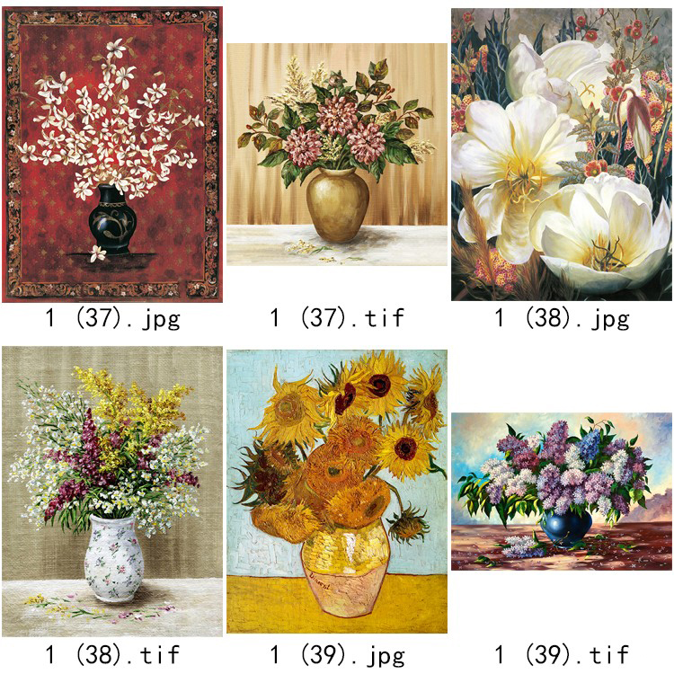 现代简约清新水彩植物花瓶北欧静物花卉装饰画三联高清图库素材