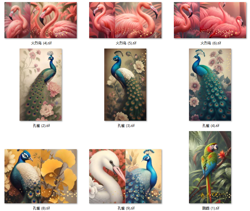 现代简约北欧风小清新动物孔雀火烈鸟玄关餐厅装饰画高清素材图库