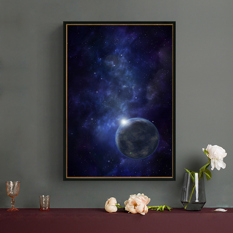 创意星球宇宙装饰画素材星空地球流星太空科技感海报ps设计画芯