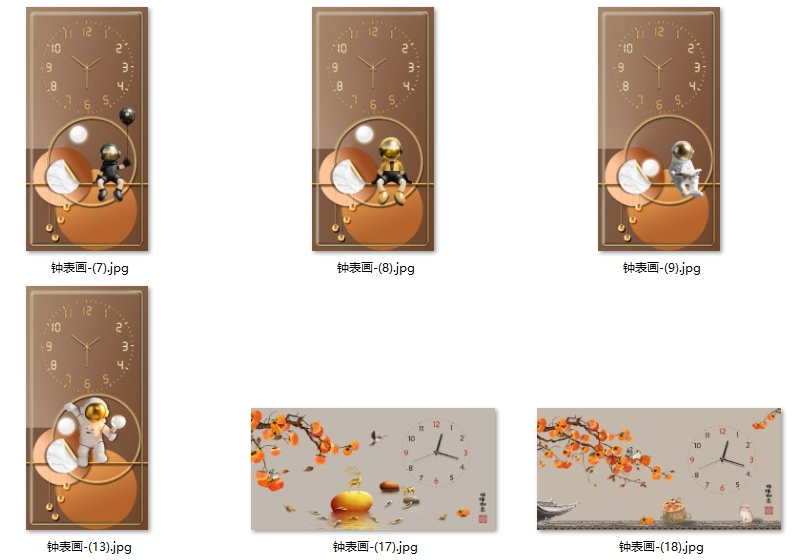 现代简约轻奢晶瓷画餐厅客厅电表箱钟表装饰画画芯高清素材图片库