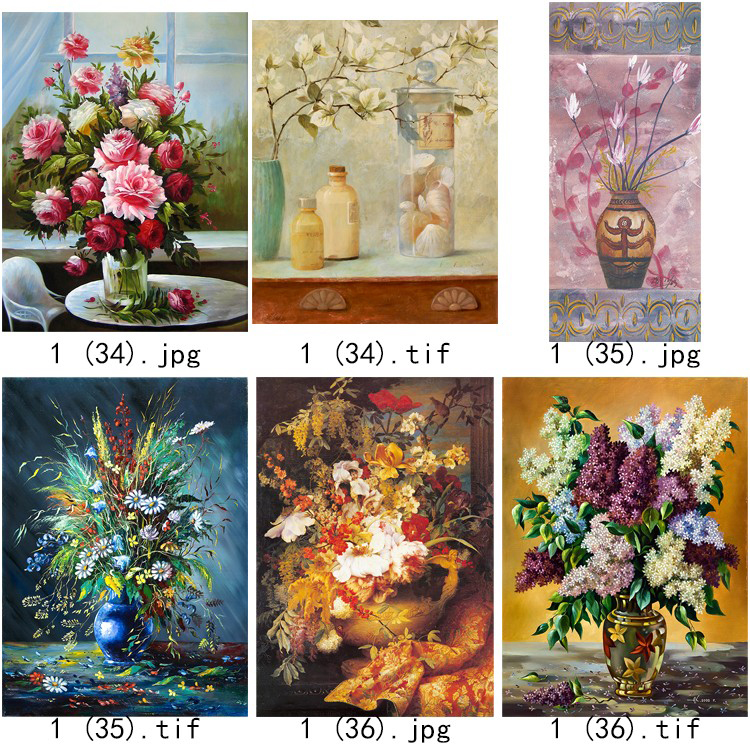 现代简约清新水彩植物花瓶北欧静物花卉装饰画三联高清图库素材