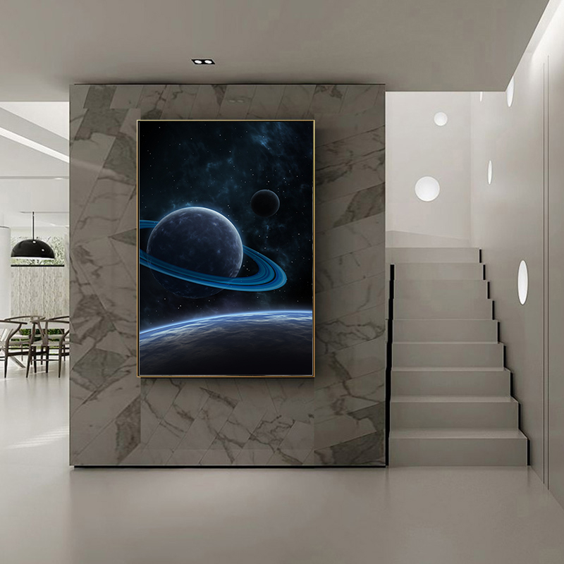 创意星球宇宙装饰画素材星空地球流星太空科技感海报ps设计画芯