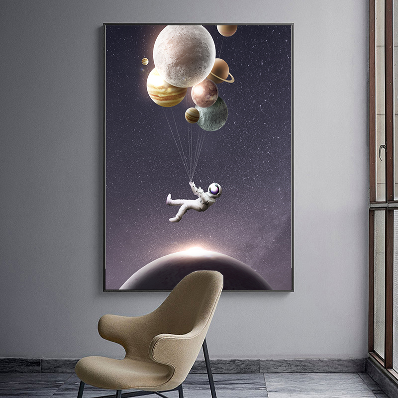 创意星球宇宙装饰画素材星空地球流星太空科技感海报ps设计画芯