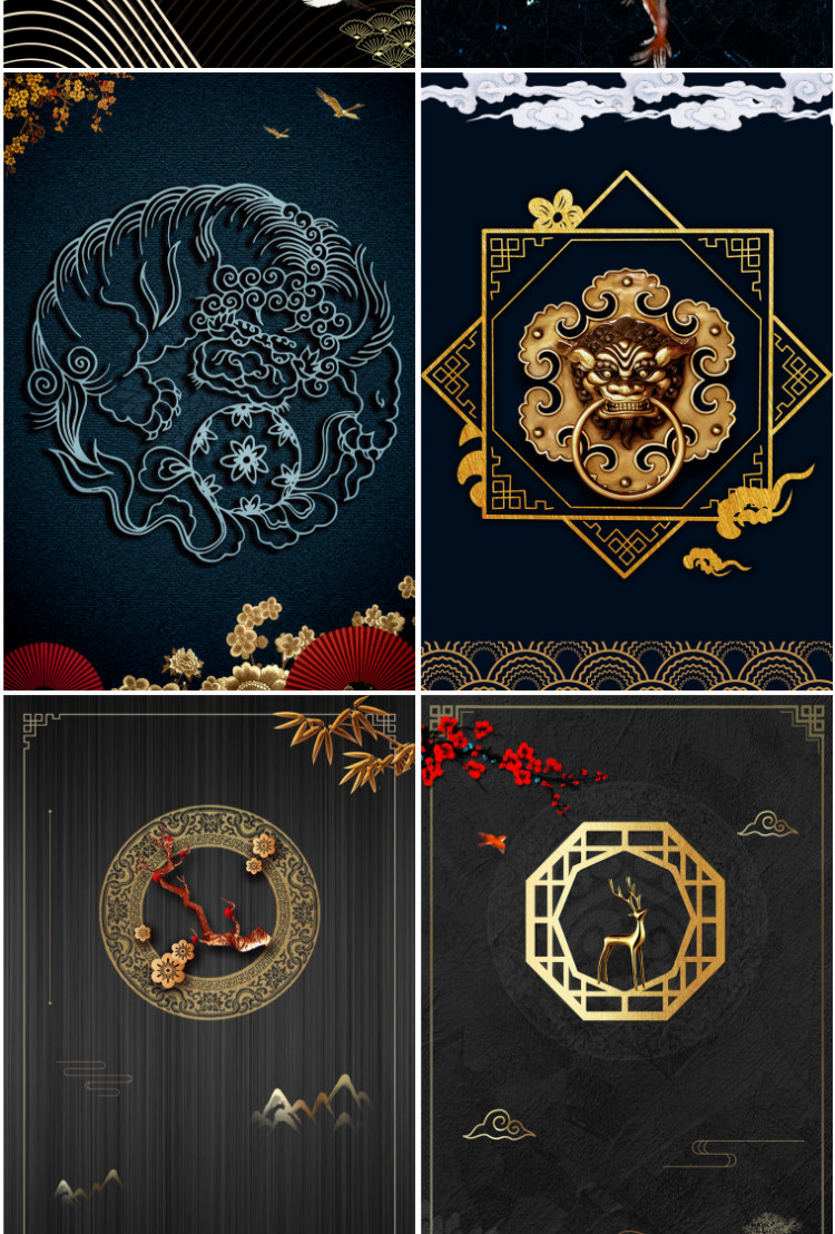 中国风国潮装饰画芯素材高清图库故宫中国红晶瓷画轻奢三联挂画