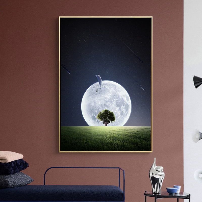 创意星球宇宙装饰画素材星空地球流星太空科技感海报ps设计画芯