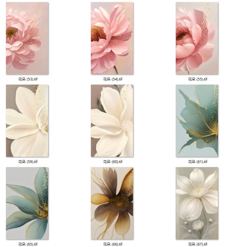 现代简约轻奢温馨花朵北欧风装饰画玄关挂画画芯高清素材图库