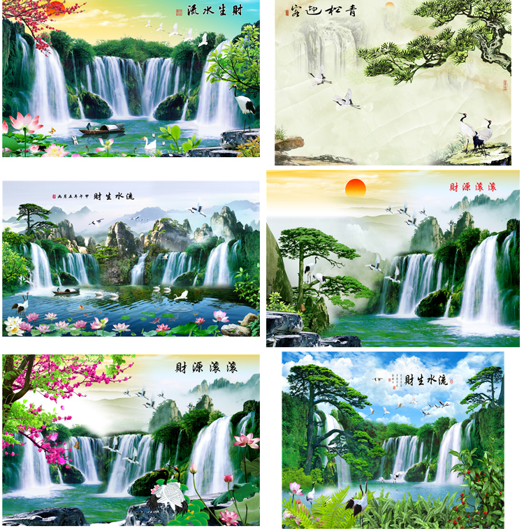 高清山水壁画背景墙素材 新中式国画装饰画图库水墨风景意境图