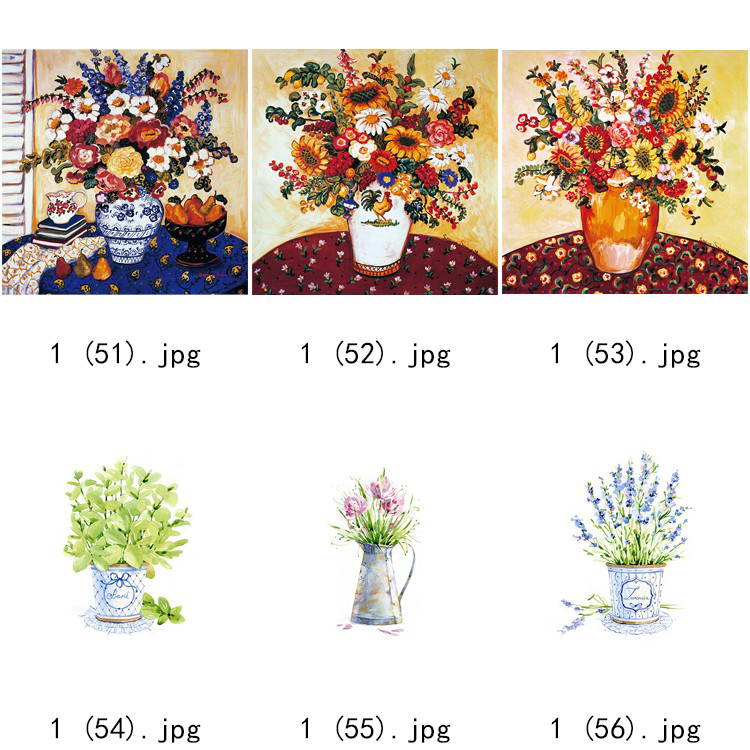 现代简约清新水彩植物花瓶北欧静物花卉装饰画三联高清图库素材