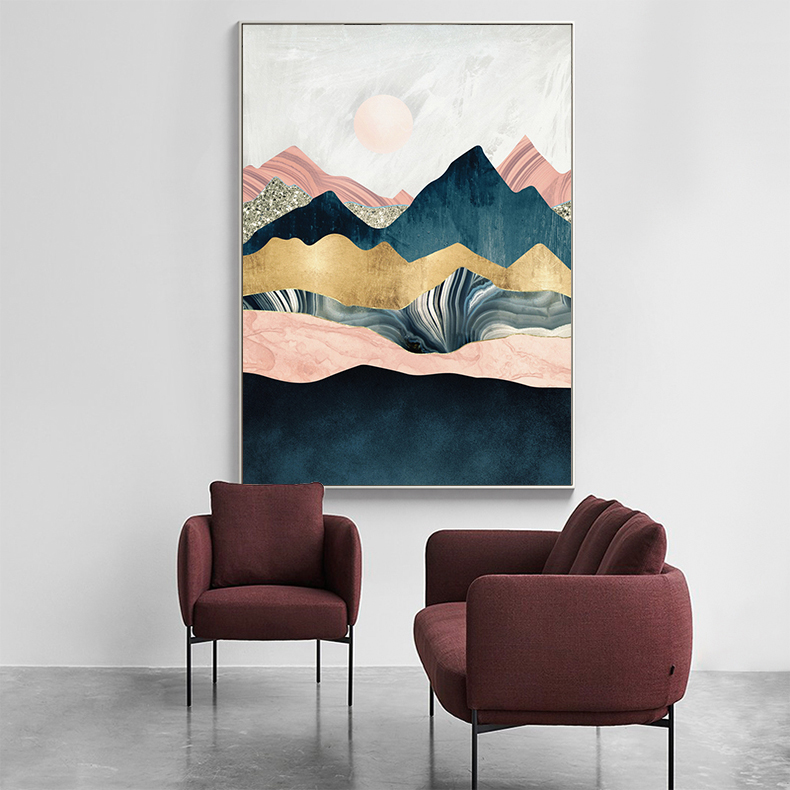 现代轻奢莫兰迪色北欧风抽象装饰画晶瓷画三联画芯高清素材图库