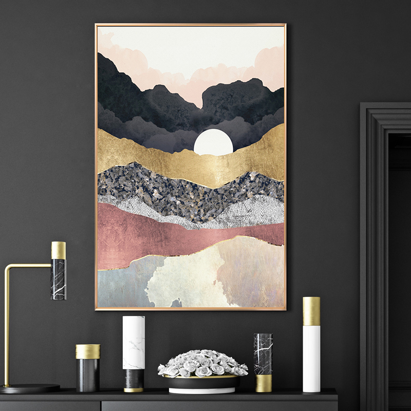 现代轻奢莫兰迪色北欧风抽象装饰画晶瓷画三联画芯高清素材图库