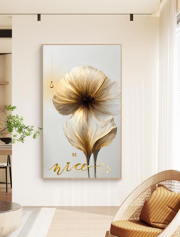现代简约轻奢温馨花朵北欧风装饰画玄关挂画画芯高清素材图库