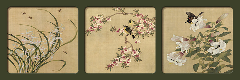 复古轻奢抽象中古风禅意花鸟玄关客厅装饰画画芯高清素材图库图片