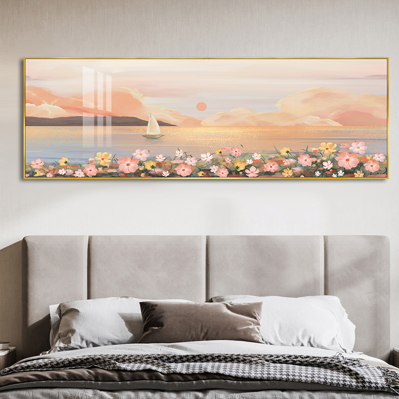 北欧简约油画手绘风景客厅餐厅电表箱玄关装饰画高清素材图库