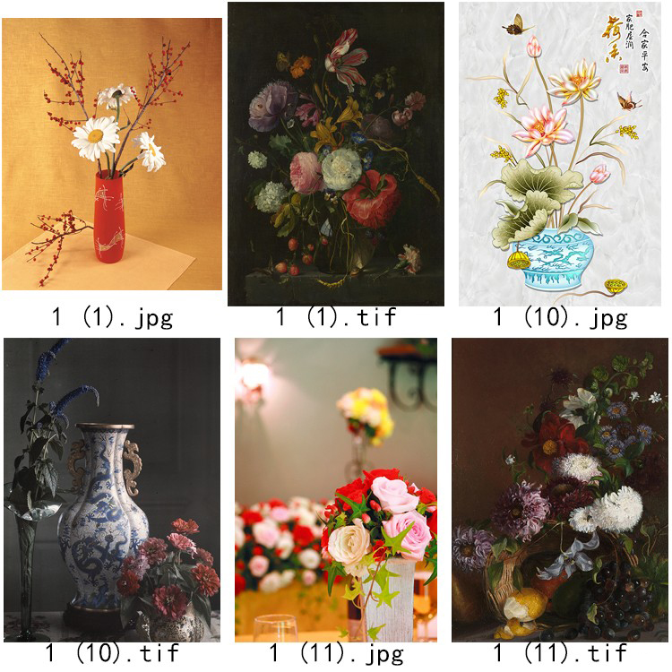 现代简约清新水彩植物花瓶北欧静物花卉装饰画三联高清图库素材