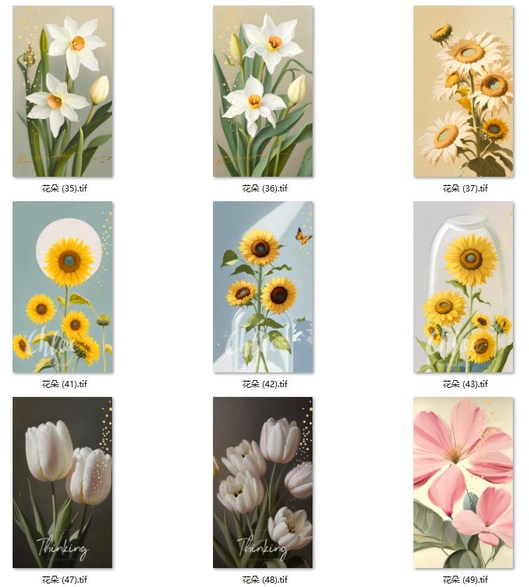 现代简约轻奢温馨花朵北欧风装饰画玄关挂画画芯高清素材图库