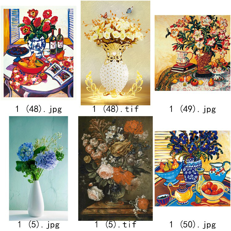 现代简约清新水彩植物花瓶北欧静物花卉装饰画三联高清图库素材