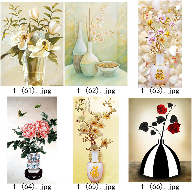 现代简约清新水彩植物花瓶北欧静物花卉装饰画三联高清图库素材