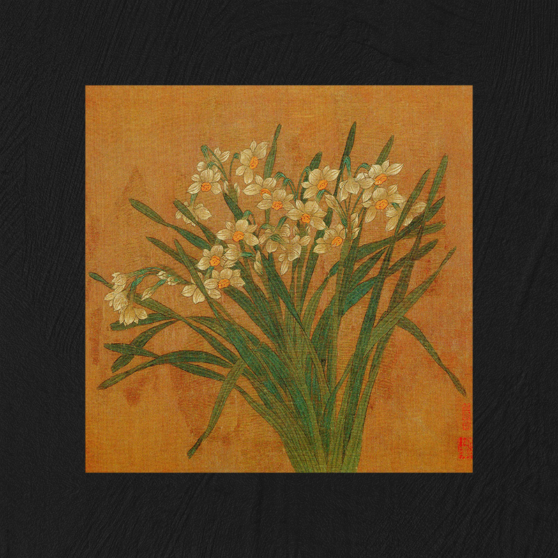 复古轻奢抽象中古风禅意花鸟玄关客厅装饰画画芯高清素材图库图片